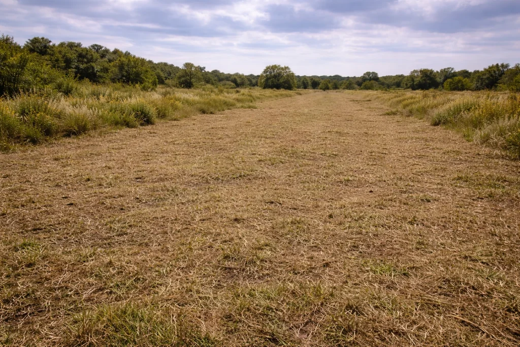 Očišćena livada nakon krčenja visokog rastinja tarupom u Beogradu